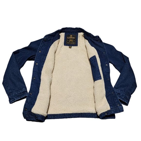 Element Wolfeboro Collection Denim Jean Jacket Size S Blue Button Up Sherpa - Picture 6 of 9